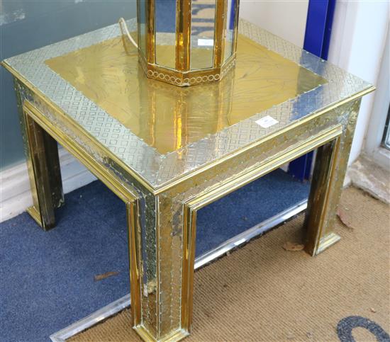 A pair of Rodolfo Dubarry brass and white metal overlaid tables, W.2ft 1in. D.1ft 1in. H.1ft 8in.